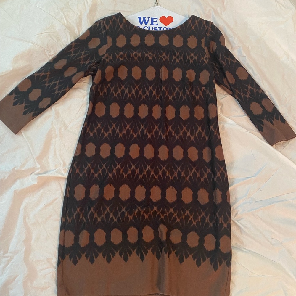 Taylor Brown and Black Patterned Dress